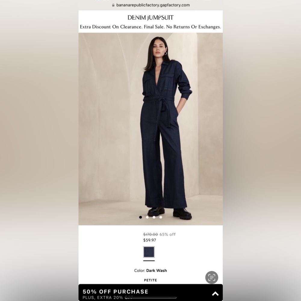 Banana Republic Dark Wash Jumpsuit